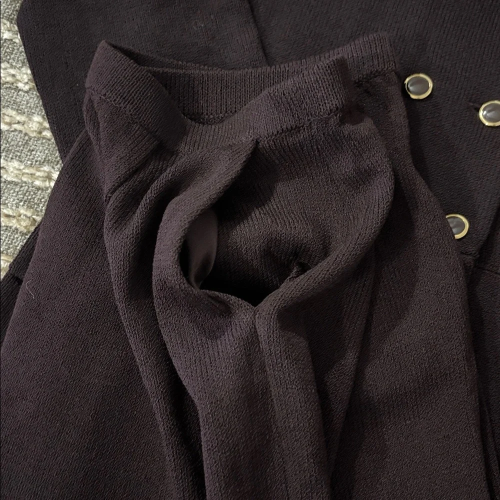St John Dark Brown Santana Knit Women’s Double-Breasted‎ Pants Suit Size 12